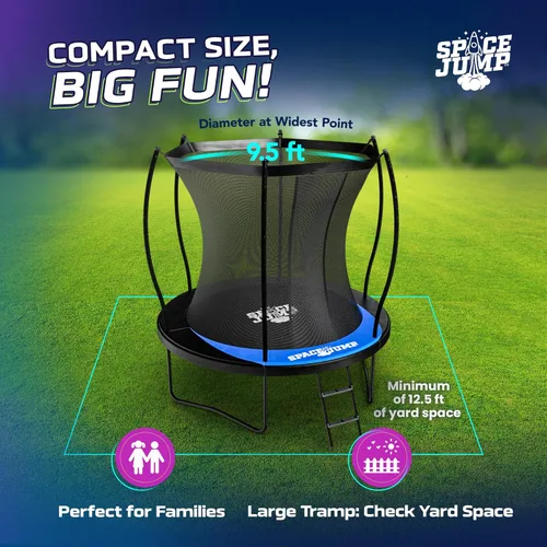 Miniatura 2 de SpaceJump Lunar Trampoline, Outdoor 8 FT, 10 FT, 12 FT, 14 FT, 16 FT Round Bouncer with Safety Net, Optional Accessories, Black