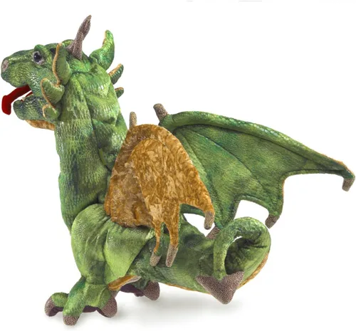 Miniatura 2 de Folkmanis Wyvern - Marioneta de mano de dragón, verde, blanco