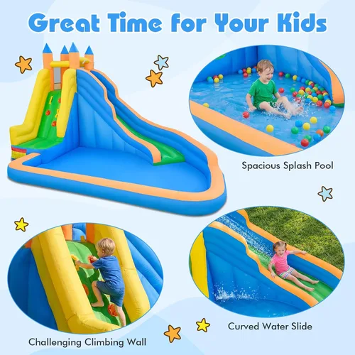 Miniatura 4 de Costzon - Gorila hinchable para piscina de agua con tobogán largo, pared de escalada, incluye bolsa de transporte Oxford, kit de reparación