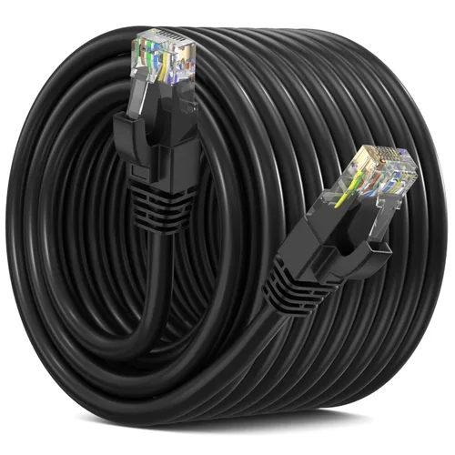 Maximm Cable Ethernet Cat 6, cable de red y conexión de alta velocidad de 100 pies, UTP, 10 Gbps, cable Ethernet de 550 MHz, color negro
