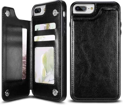 Miniatura 13 de Funda de piel tipo cartera para iPhone con (dos cierres magnéticos), (ranuras para tarjetas) función atril