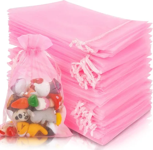 Miniatura 12 de Sukh 100 bolsas de organza de 5''x7'' - Bolsas de malla transparente blanca con cordón para joyas, jabón, frutas, dulces, pequeñas bolsas de regalo
