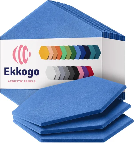 Miniatura 21 de Paneles insonorizantes de alta densidad para pared, forma hexagonal, paquete de 12 unidades de 14" x 12.1" x 0.4", color azul mezclilla Azul denim