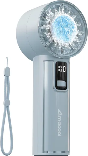 Miniatura 12 de AMACOOL Mini ventilador turbo de mano, 17 horas de funcionamiento, 4 velocidades, cuerpo de metal fresco, ventilador de mano personal recargable