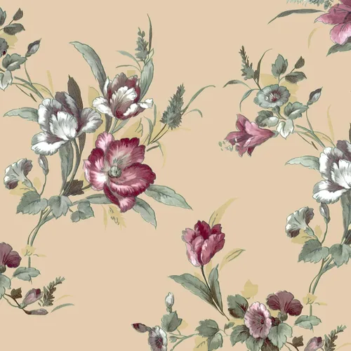 Miniatura 2 de 8190-10M - Papel tapiz vintage para despegar y pegar, 17.7 pulgadas x 32.8 pies, flores beige, papel de contacto extraíble, autoadhesivo