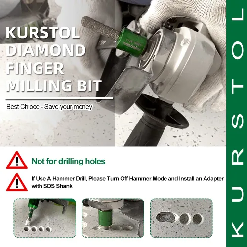 Miniatura 4 de Broca de fresado de diamante – Diámetro de la rueda de tambor de diamante de 3/4 pulgadas X5/8-11 rosca broca de fresado de diamante para agrandar