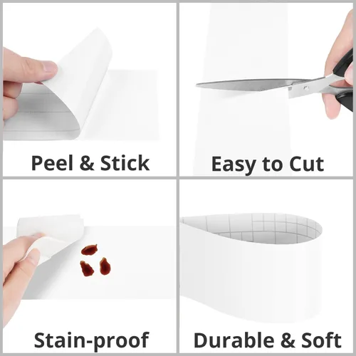 Miniatura 7 de Decotalk Papel tapiz blanco de 3 x 590 pulgadas, borde para despegar y pegar, color blanco sólido, para dormitorio, baño, espejo, marco, marco