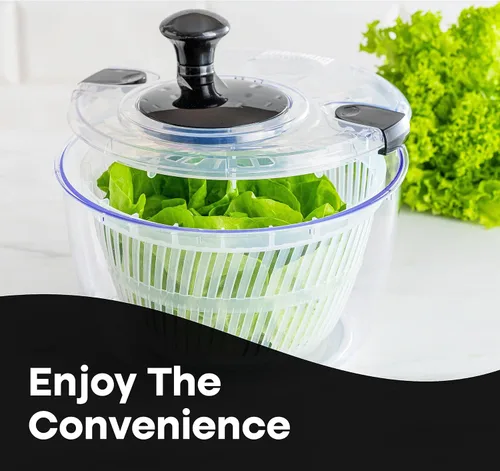 Miniatura 5 de Joined Molinillo grande para ensaladas con drenaje, tazón y colador, giratorio de lechuga multiusos rápido y fácil, secadora de verduras, lavadora