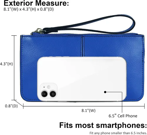 Miniatura 4 de Befen - Bolso clutch de mano de cuero con correa para teléfono celular, organizador de tarjetas