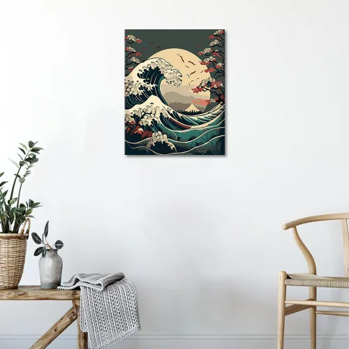 Miniatura 2 de TUMOVO Pintura por números para adultos, ondas, pintura al óleo, por números, para principiantes, kit de pintura floral por números, pintura al