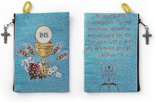 Miniatura 57 de Bolsa de rosario católico, estuche de rosario de bautismo para niños con números 6:24-26, versículo de la Biblia, 4 x 6 pulgadas, joyería y monedero