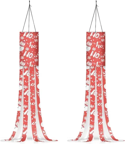 Miniatura 42 de Mumeson 2 piezas de calcetines de viento de otoño de arce de otoño, decoración al aire libre con bandera de cola, decoración colgante para pared