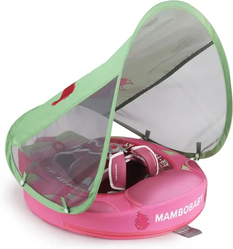 Miniatura 17 de Flotador Mambobaby con cola para bebé con toldo, flotador de piscina sólido, entrenador de natación infantil, entrenamiento de natación tumbado