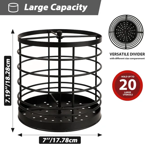 Miniatura 2 de KOLUTI Organizador de utensilios de cocina giratorio de 360°, organizador redondo de almacenamiento de herramientas de cocina extra grande de 7.2 x