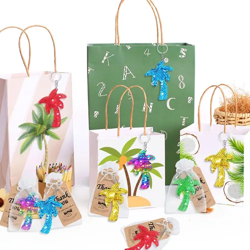 Miniatura 3 de CiciBear Juego de 60 llaveros de lentejuelas de árbol de doble cubierta con 20 llaveros, 20 etiquetas de agradecimiento y 20 bolsas para fiesta