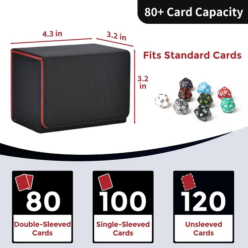 Miniatura 2 de Caja de cubierta MTG con 2 divisores, caja de cubierta Commander de gran capacidad se adapta a más de 80 cartas con funda doble, estuche de cartas