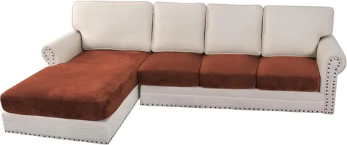Miniatura 217 de H.VERSAILTEX - Funda de terciopelo elástica y afelpada para protección de cojines de sofá biplaza, silla o sofá, 2 piezas, tamaño grande, color gris
