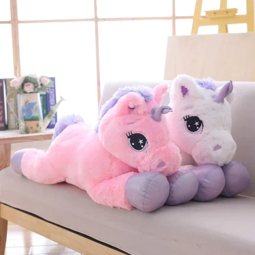 Miniatura 4 de Almohada grande de peluche de unicornio – Juguete de peluche gigante de unicornio para cumpleaños, San Valentín, dormitorio (rosa, 31 pulgadas)