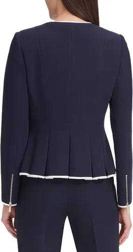 Miniatura 4 de Tommy Hilfiger Chaqueta tipo blazer con cremallera frontal sin cuello Peplum para mujer