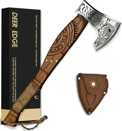 Miniatura 9 de Par de hachas vikingas de Ragnar Lothbrok – Hachas nórdicas barbudas de acero de alto carbono forjadas a mano con mangos de madera de fresno