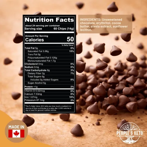 Miniatura 2 de The People's Keto Company - Chips de chocolate grandes sin azúcar, endulzado con stevia, 12 onzas, tamaño económico, sin OMG, vegano, keto, bajo