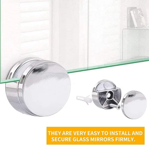 Miniatura 5 de Clips de espejo, espejo de aleación de zinc, clip de vidrio flotante, pequeño y redondo montado en la pared, soporte para espejos de baño, espejo