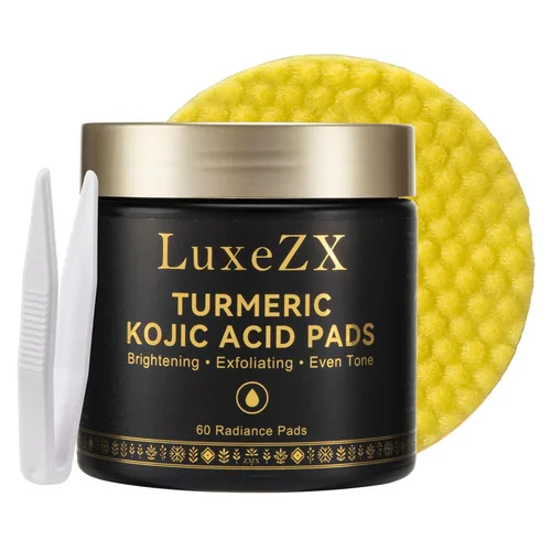 Almohadillas de ácido kójico de cúrcuma para la cara, corrector de manchas oscuras iluminadoras y almohadillas de limpieza facial exfoliantes para