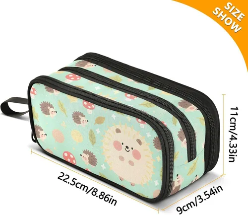 Miniatura 3 de Nylon Teen Pencil Bag Hedgehog Animal Baby Green High Capacity Pencil Case With Zipper School Stationery for Office Teen Boys estuche
