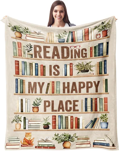 CUJUYO Regalos para Amantes de los Libros para Mujeres y Hombres Manta 50"x40" - Regalos para Bibliotecarios Manta Tipo Throw - Regalos de Club de