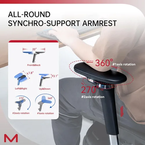 Miniatura 6 de Silla de oficina ergonómica con reposapiés, silla de oficina con reclinable de 136°, silla de escritorio de oficina con soporte lumbar ajustable