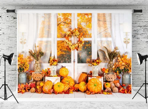 Miniatura 35 de Kate Fondo de fotografía para el día de Acción de Gracias, otoño, calabaza, decoración del hogar, fondo para niños, fiesta, estudio (7 x 5 pies)