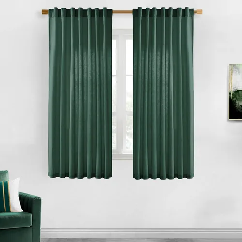 Miniatura 48 de XTMYI - Cortinas transparentes de 54 pulgadas de largo, juego de 2 paneles para baño, cortinas cortas de lino y algodón con semi privacidad
