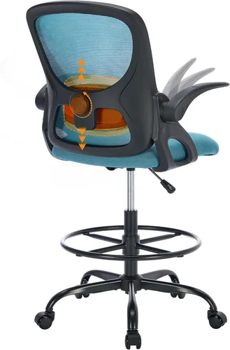 Miniatura 10 de LukkDys Silla de dibujo con respaldo multiajustable 4D, silla de oficina alta de 19.7 a 27.6 pulgadas de altura, silla de escritorio ergonómica