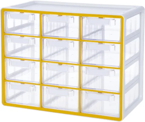 Miniatura 15 de Blue Ginkgo Gabinete mediano de 16 cajones, organizador transparente apilable para hardware, cuentas, ladrillos de plástico, oficina y Gris