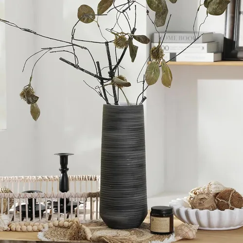 Miniatura 13 de ALMA Jarrón blanco alto para piso, jarrón extra grande de 18'' para ramo de flores secas de hierba de las pampas, jarrones grandes de cerámica