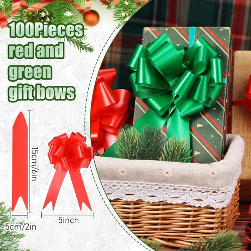 Miniatura 3 de 100 lazos de Navidad de 5 pulgadas para envoltura de regalos, lazos de envoltura de regalos con cinta para regalos de Navidad, decoración de boda