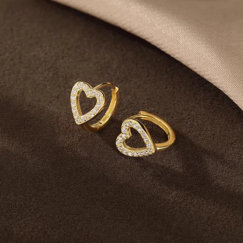Miniatura 6 de SLUYNZ Aretes de plata de ley con forma de corazón pequeño para mujeres, adolescentes, aretes de aro con corazón hueco con circonita cúbica