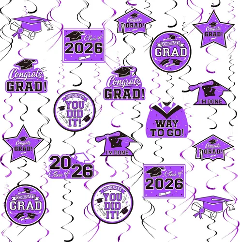 Miniatura 9 de 31 decoraciones de graduación para clase de 2026, remolino colgante de graduación, felicitaciones y decoraciones de fiesta de graduación