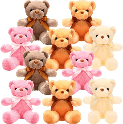 Skylety 10 osos de peluche a granel de 12 pulgadas, osos de peluche suaves de regalo con lazo de cinta para cumpleaños, baby shower, boda, Colores