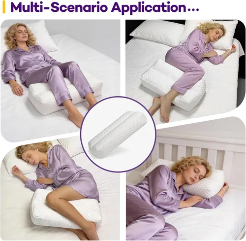 Miniatura 7 de Almohada de rodilla de espuma viscoelástica triturada para dormir de lado, almohada de apoyo para dormir de lado, alivia el dolor de cadera, espalda