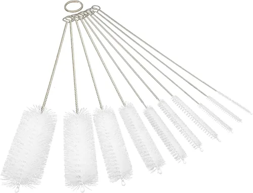 Miniatura 8 de Juego de 10 cepillos de limpieza para pajitas de acero inoxidable, cerdas de nailon duraderas, varios tamaños para popotes reutilizables, tazas