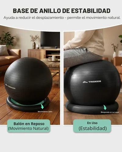 Miniatura 3 de Trideer Yoga Ball Chair with Base for Office Desk, Exercise & Stability Ball Seat, Pilates Ball for Core Training, Pregnancy Ball for Comfort, Back