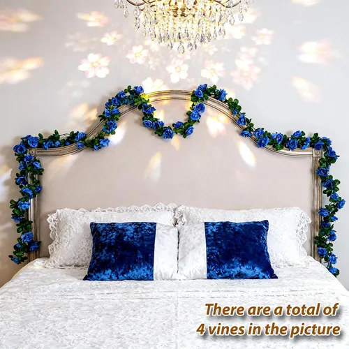 Miniatura 6 de Miracliy 5 guirnaldas de flores azules artificiales de 41 pies, guirnalda floral de primavera falsa para telón de fondo de pared de flores, boda