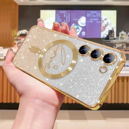 Miniatura 280 de ZONRW - Funda para Samsung Galaxy S22 Ultra magnética, para mujeres y niñas, cubierta trasera suave, lujosa, con corazón de amor, bling, degradado