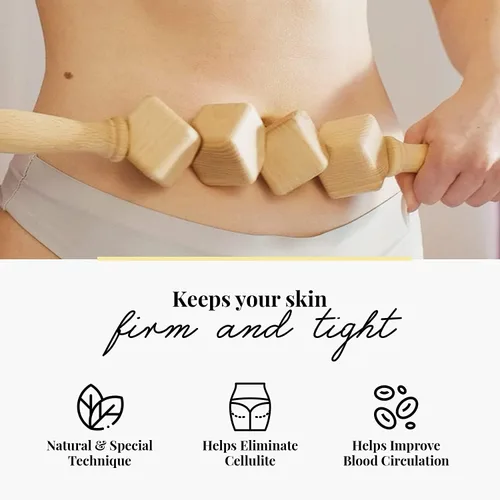 Miniatura 7 de Tuuli Masaje Anti Celulitis Masajeador 0.8 x 15.7 in Rodillo con Mango Maderotherapy Madera