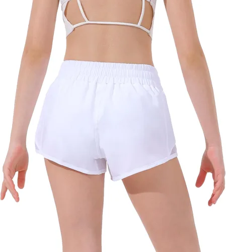 Miniatura 4 de Aurefin Pantalones cortos deportivos para niñas, pantalones cortos ligeros para correr para adolescentes, niñas, pantalones cortos deportivos
