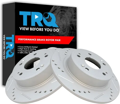 Miniatura 144 de TRQ Juego de rotores de freno de rendimiento trasero con revestimiento G premium compatible con Mazda 6 2014-2021
