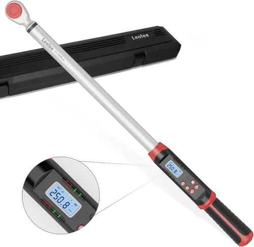 Miniatura 8 de Leolee - Llave dinamométrica digital de 1/2 pulgada con ángulo, 7.38-147.5 pies-libra/10-200 Nm, llave dinamométrica electrónica con valor
