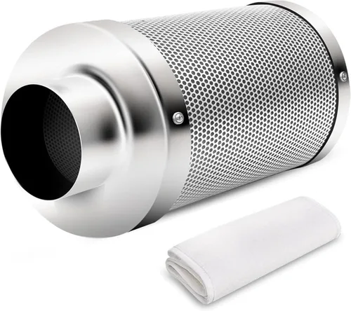 iPower Filtro de carbono de aire de 4 pulgadas, con carbón virgen australiano para ventilador en línea, hidroponía, tienda de cultivo, prefiltro