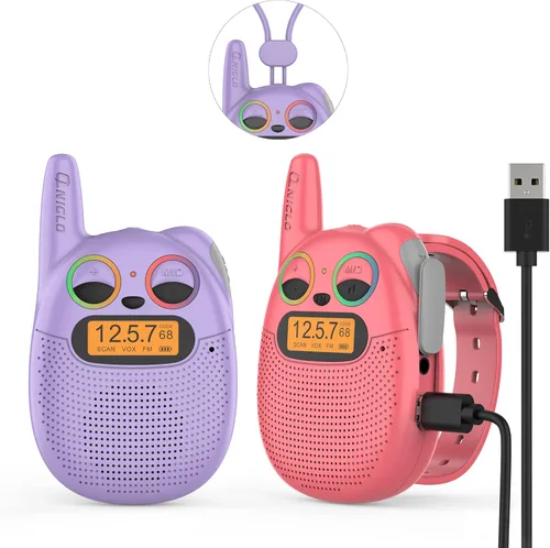 Miniatura 13 de Qniglo Walkie Talkies para niños recargables, paquete de 2, regalos de Navidad y cumpleaños, juguetes para niños y niñas de 3 a 12 años, walkie Azul
